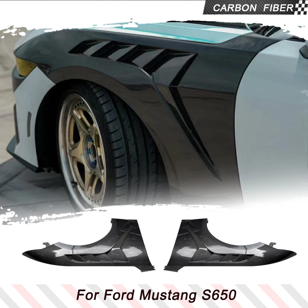 

Real Carbon Fiber Car Front Side Fender Fins Air Vent Trims for Ford Mustang 2024 2025 Car Front Fender Bumper Racing Body Kits
