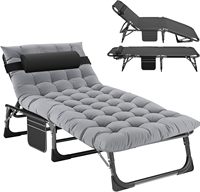 Patio Lounge Chairs with Pillow & Cushion, Portable Folding Lounge Chair, Adults Reclining Folding Chaise, Sleeping Cots Camping