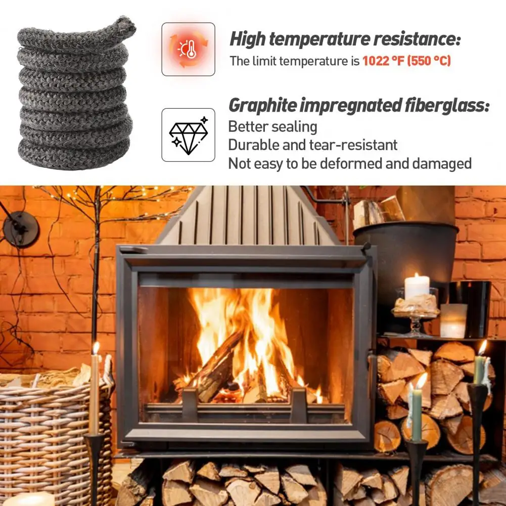 Elastic Sealing Rope for Wood Burning Stoves Pressure-resistant Gaskets for Wood Burning Stoves Wood Stove Replacement Gasket