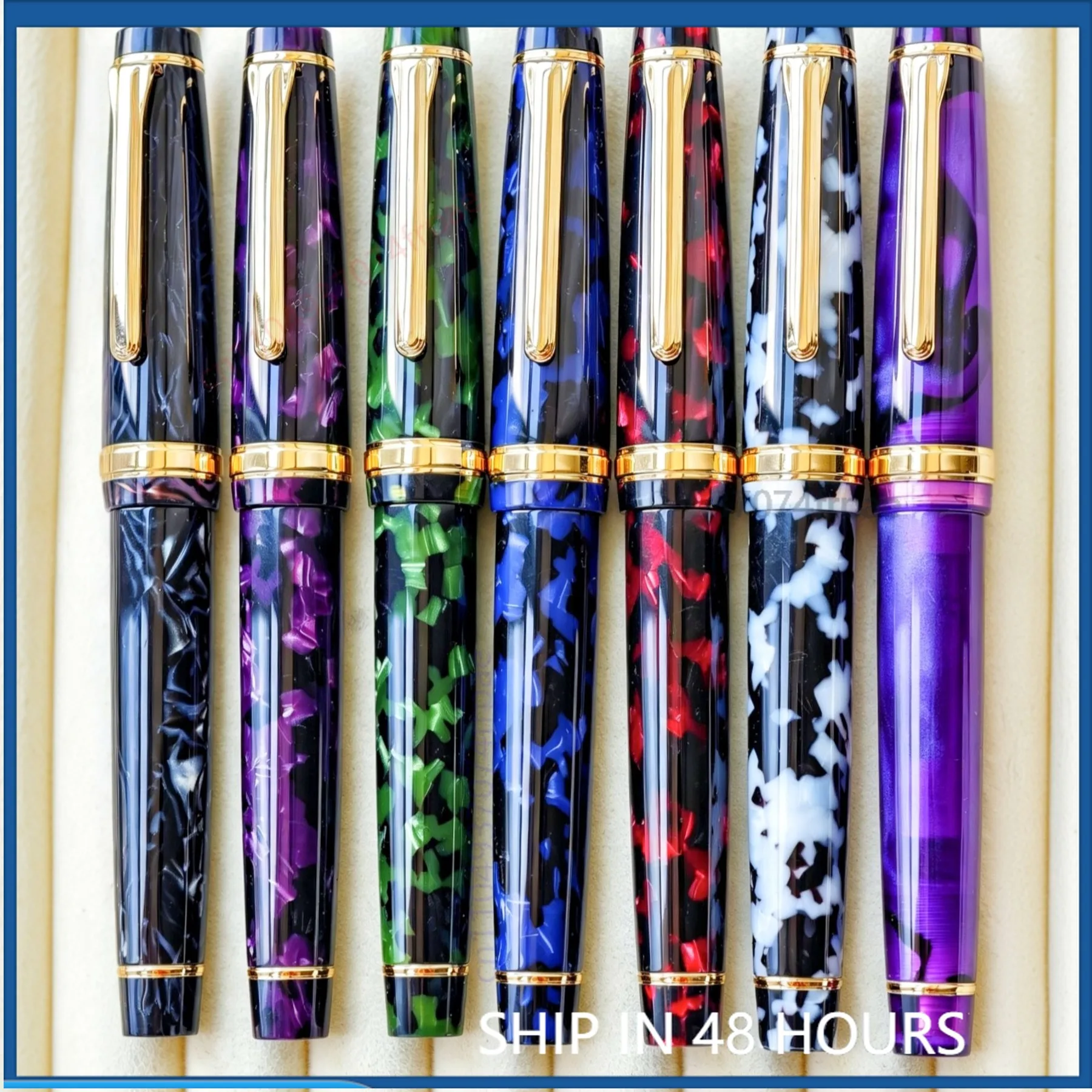 For Classic Broken Color 21 Acrylic Fountain Pen Hand Polished Long Knife Grind Student Calligraphy Writing Practice Pen