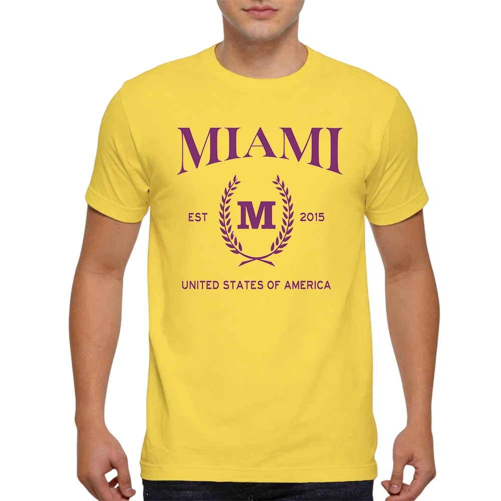 Mens 100% Cotton T Shirt 2015 United States Vintage Laurel Wreath Letter M Varsity Print Breathable Short Sleeve Daily Wear
