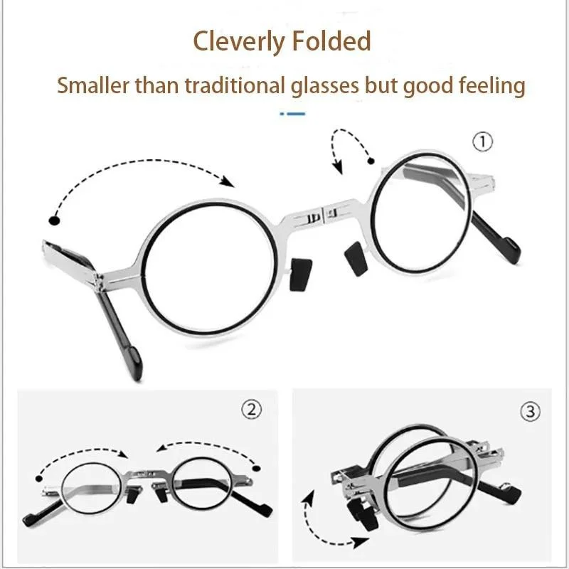 Folding Reading Glasses Men Women Anti Fatigue Blue Light Glasses Retro Ultra Thin Reading Glasses Presbyopic Glasses