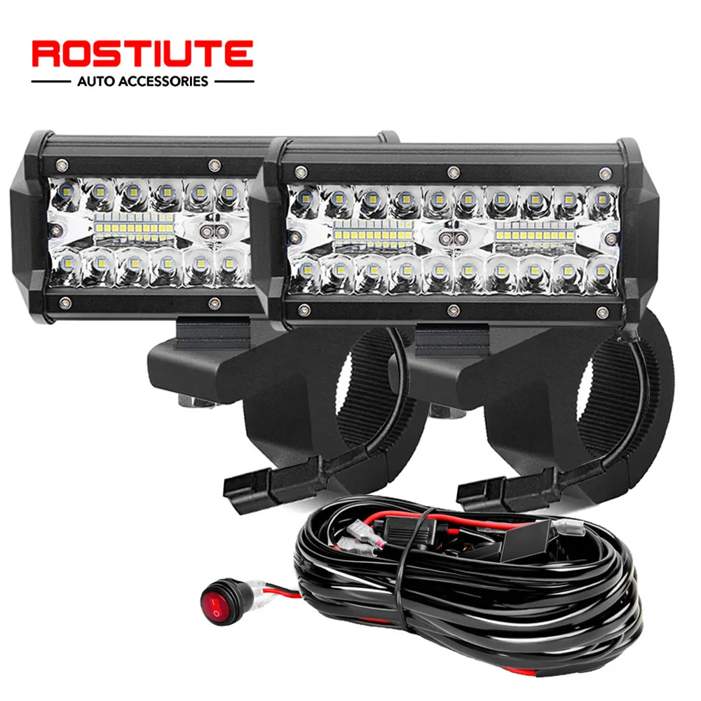 7 pollici 120W LED Light Bar Super Bright Spotlight Combo Beam lampada da lavoro per Auto fendinebbia automatici fari a LED 12-24V per fuoristrada