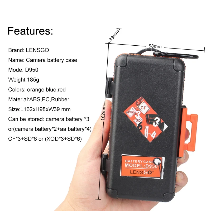 Caja de almacenamiento de batería para cámara, Protector a prueba de golpes, SD CF XQD, soporte organizador de tarjeta de memoria, ENSGO D950