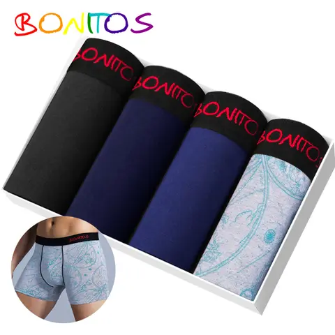 Men's Cotton Boxer Briefs 4 Pack Sexy Underwear BONITOS