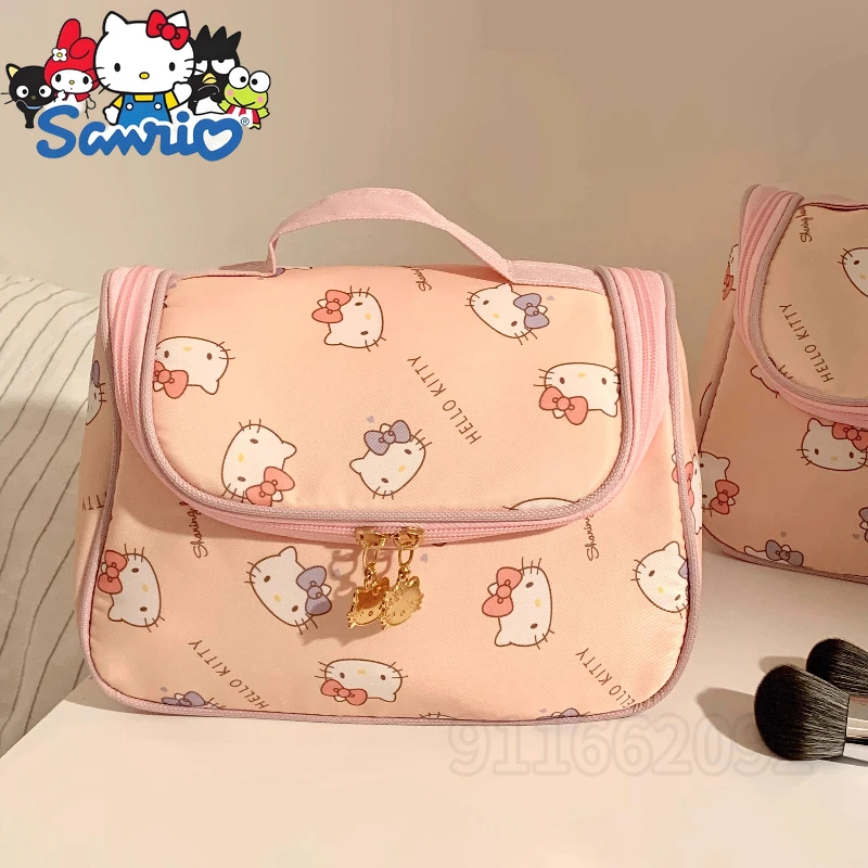 Sanrio Hello Kitty New Portable Cosmetic Bag Cartoon Fashion Women's Cosmetic Bag Large Capacity Storage Travel Toiletry Bag