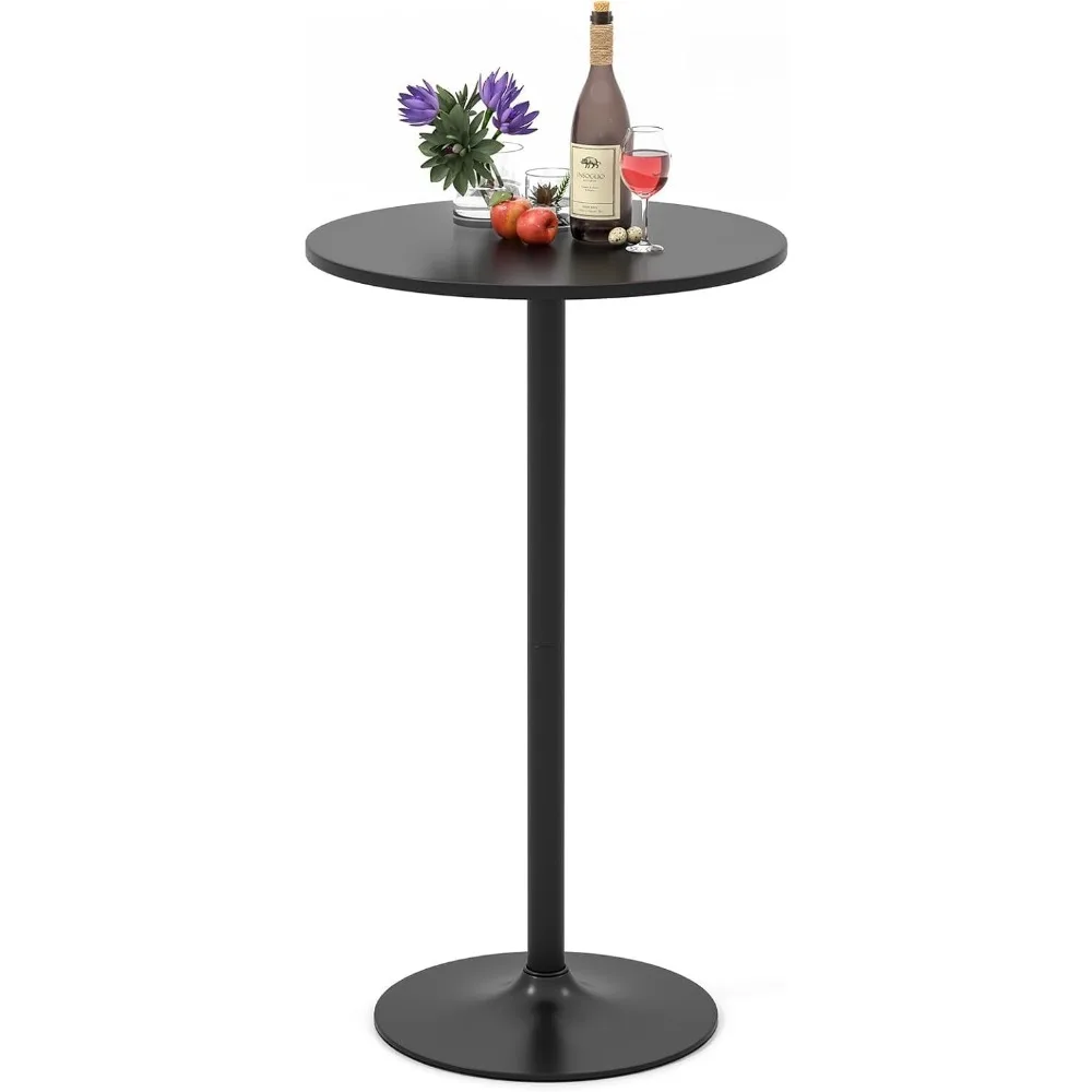 Two-in-one Bar Table with Detachable Pole, Metal Base, 24 Round Top, 40/22 Two Convertible Height, Cocktail Table