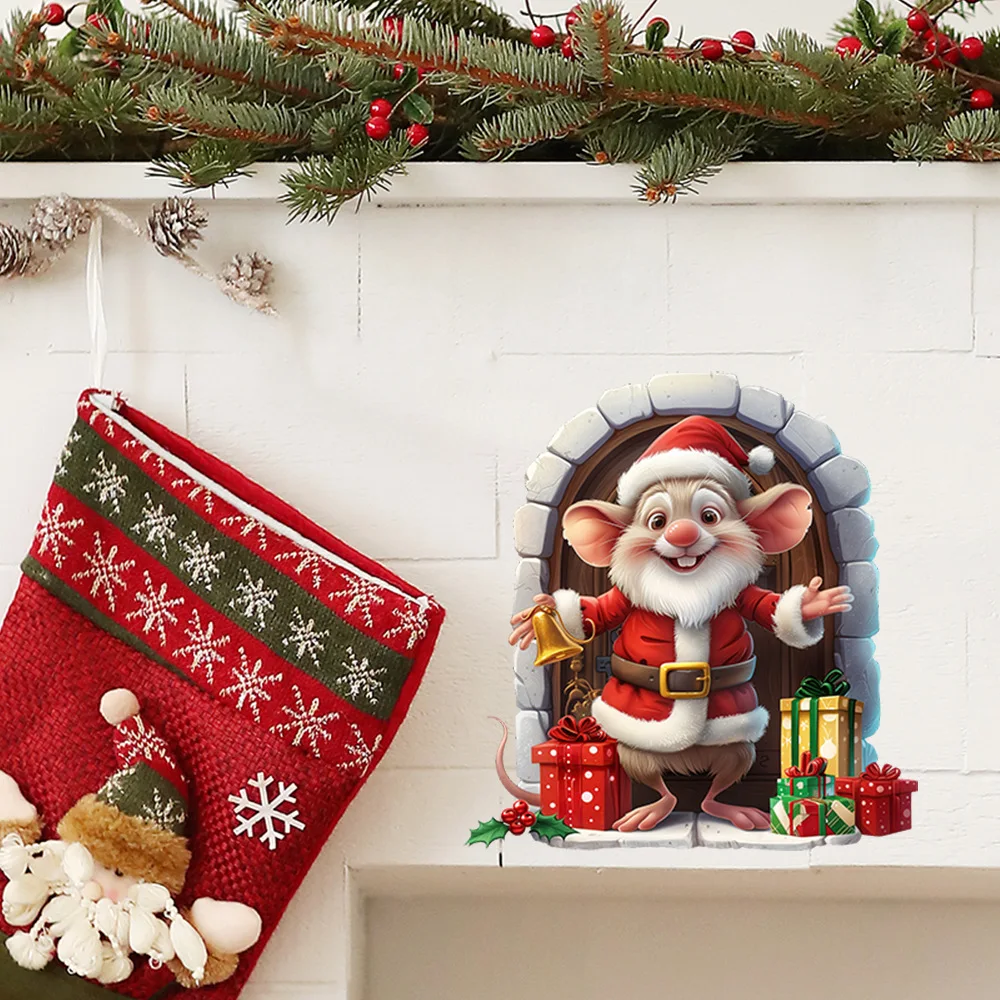 New Year Christmas Box Stickers Cartoon Christmas Bedroom Background Wall Sticker Christmas 2025 Decoration Self-adhesive Decal