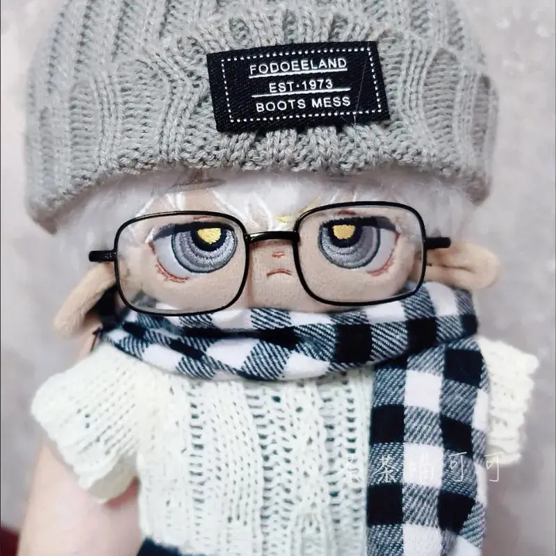 20cm Doll Clothes Gray Wool Hat Cool Artistic Style Suit Cotton Doll Clothes Fat Body Can Be Worn Fans Children Dolls Cute Gifts