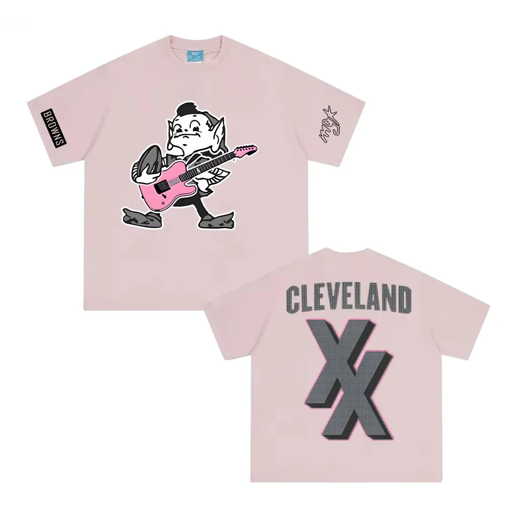 تي شيرت Mgk X Cleveland Browns تي شيرت Mgk للمغني بنفس النمط عالي الجودة 100% قطن مريح Camisetas تي شيرت صيفي Harajuku