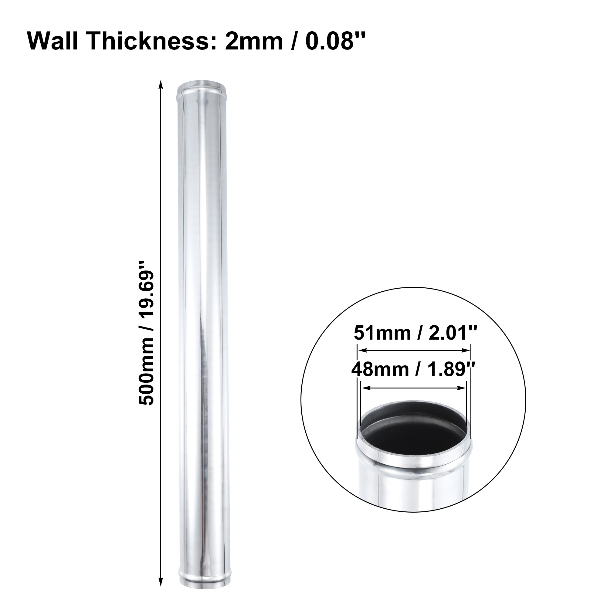 UXCELL OD 51 mm 57 mm 63 mm Länge 500 mm 120 mm Rohr aus Aluminiumlegierung, gerades Ladeluftkühlerrohr, Lufteinlassrohr für Autozubehör