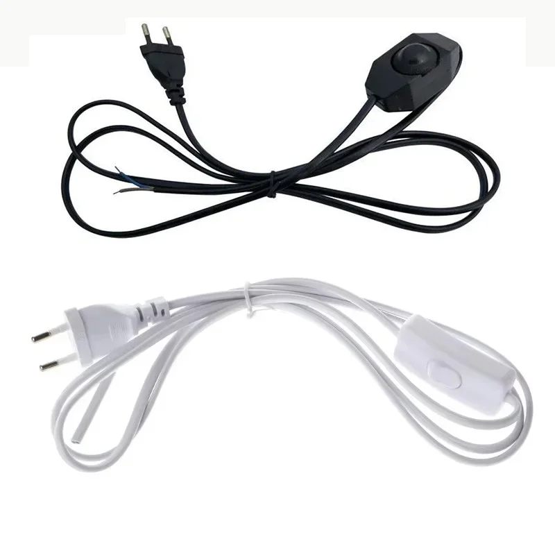 1.8M 303 Power Cord & Dimmer Cable, PVC Jacket Copper Core, US/EU Plug Black/White for Home Lighting & Appliances Under 150W