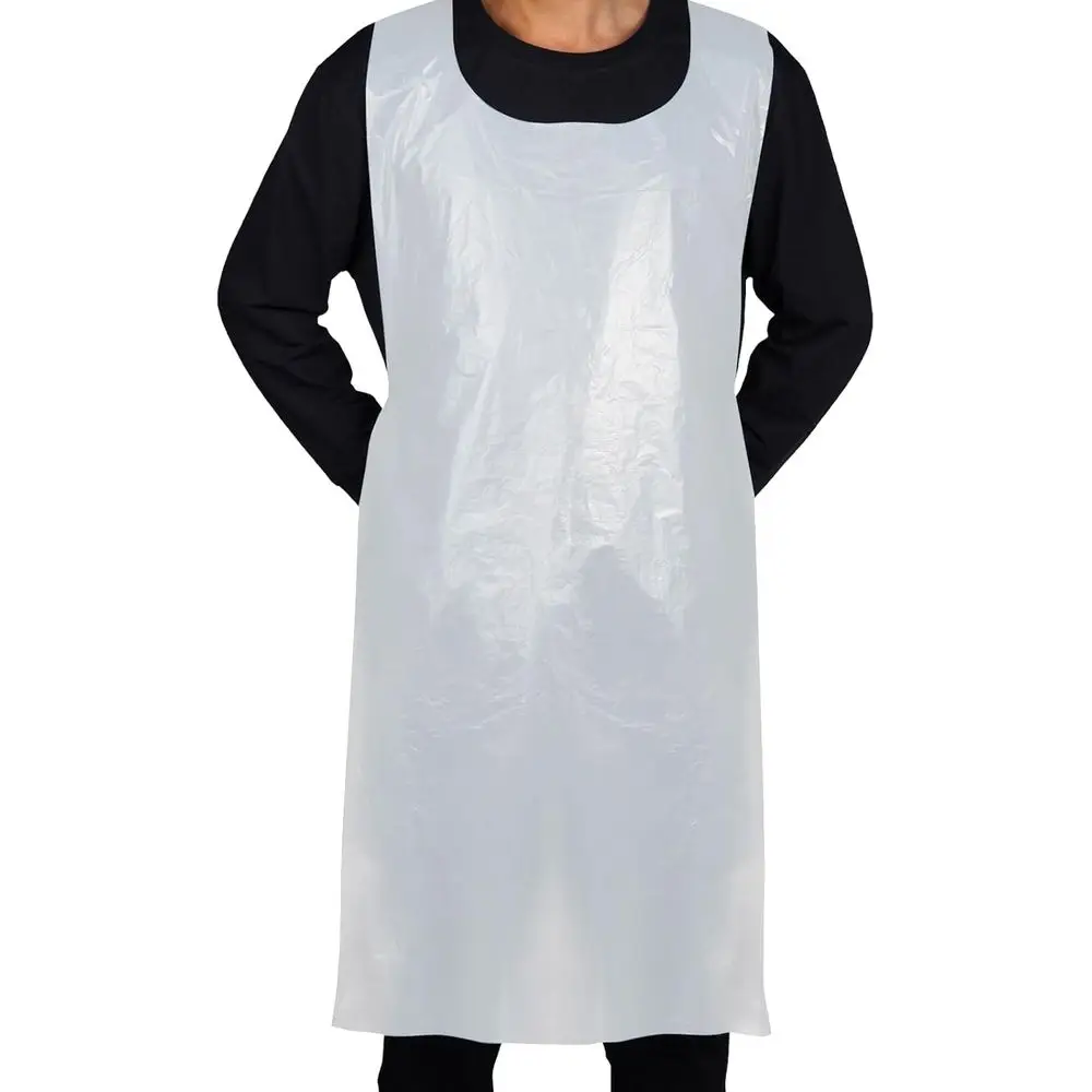 

Disposable White Plastic Aprons, 46 inches x 28 inches Waterproo Polyethylene or Cooking Painting Arts n' Crats