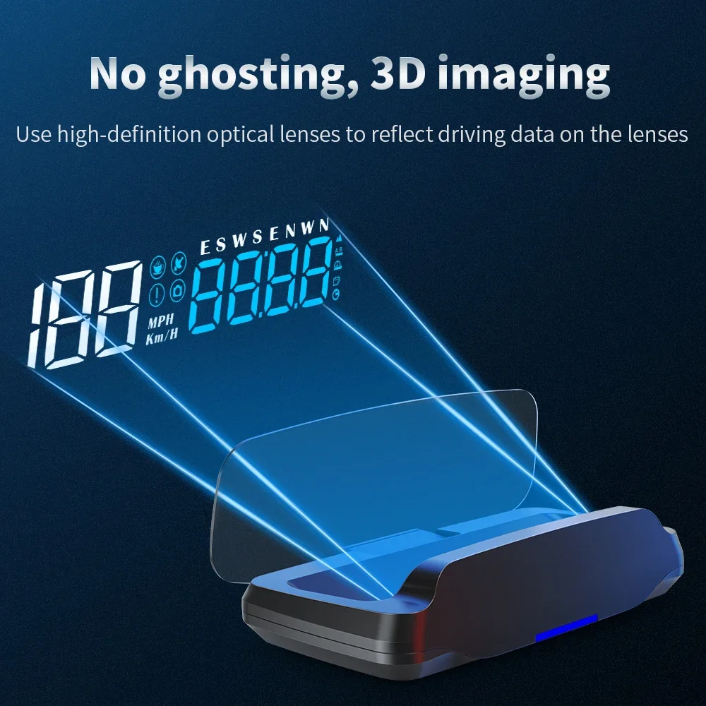 New 100% Car Mirror GPS HUD Head up Display Car Speed Alarm C7 Blue LED Popular Hud Display Speedometer Electronics