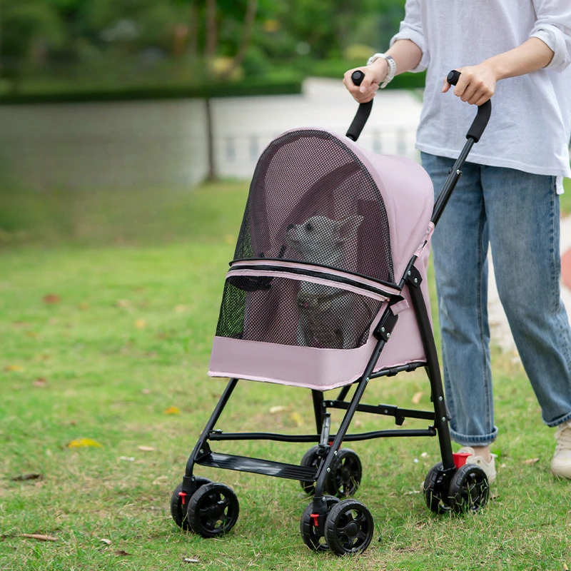 

Convenient Going Out Carrier For Dogs Panoramic Roof Teddy Basket Folding Storage Pet Trolley Reinforcement Bracket Dog Handcart