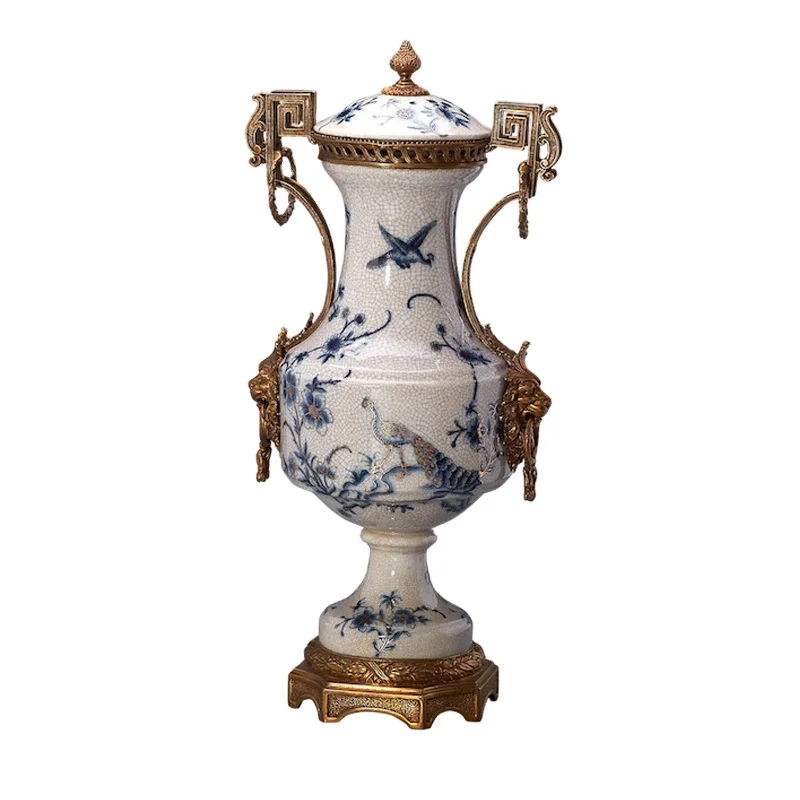 Creative ceramic vase with gold top vintage decoration