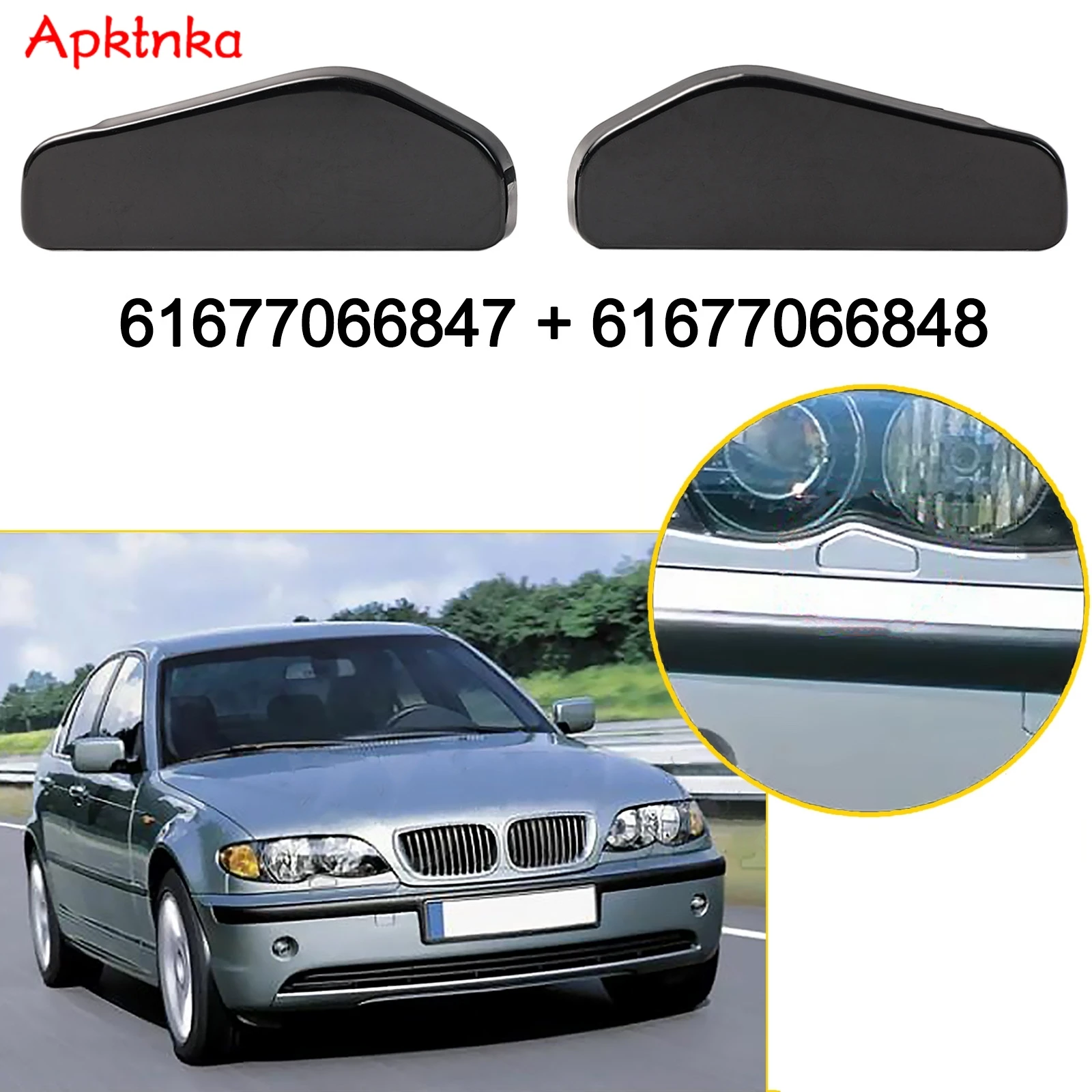 2PCS Auto Front Bumper HeadLight Lamp Washer Spray For BMW E46 Sedan Wagon 316 318 320 323 325 M3 61677066848 RH 61677066847 LH