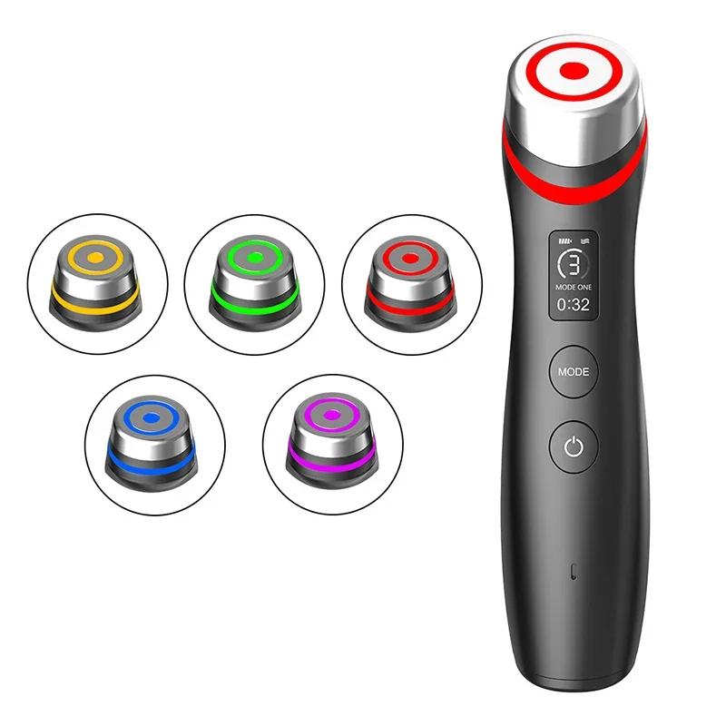 5-Color Light-Inf ibrating Massager: Red and Blue Light Hydrating Pore Dei to Redu Under-Eye Bags, Wrinkles, an