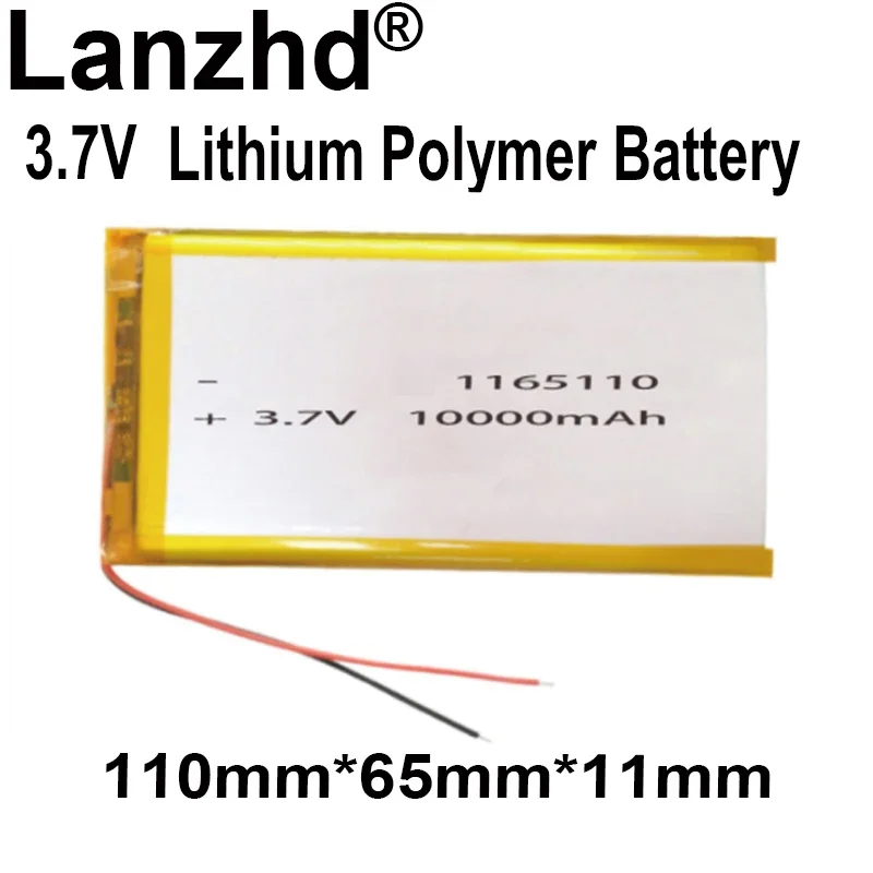 

1-10PCS 3.7V Lithium Li Polymer Battery 10000mAh 110*65*11mm Soft package battery For Power Bank Bluetooth Speaker Tablet DVD