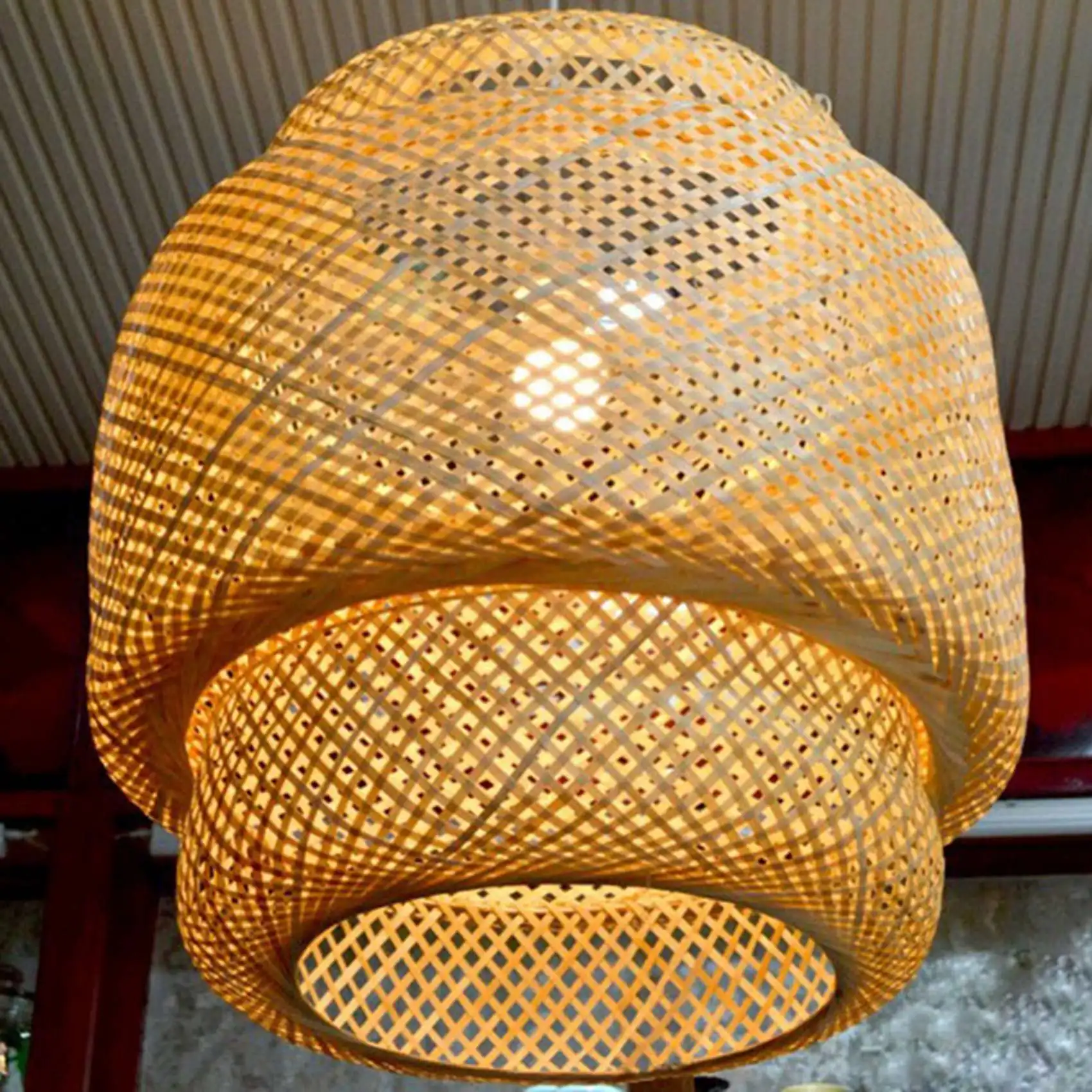 

A88Z 2X Handmade Bamboo Lampshade Pendant Ceiling DIY Restaurant Aisle Lamp Shades Weave Hanging Light