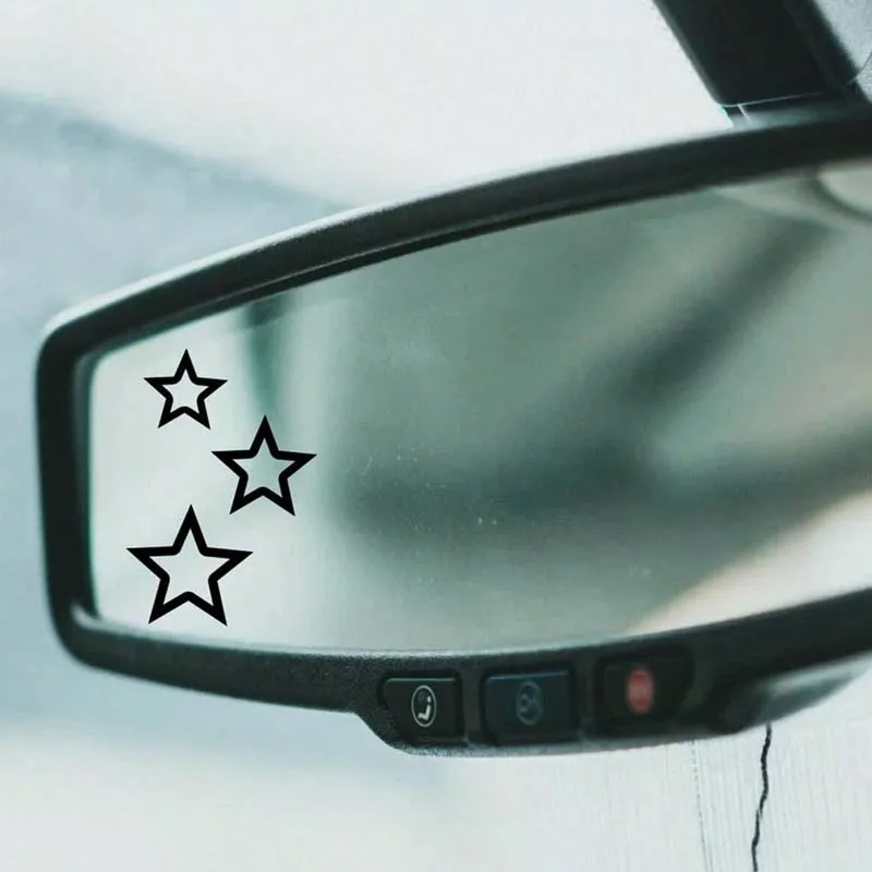 Three-piece set - Three five-point star rearview mirror stickers, cute car stickers, car rearview mirror stickers, car decorativ