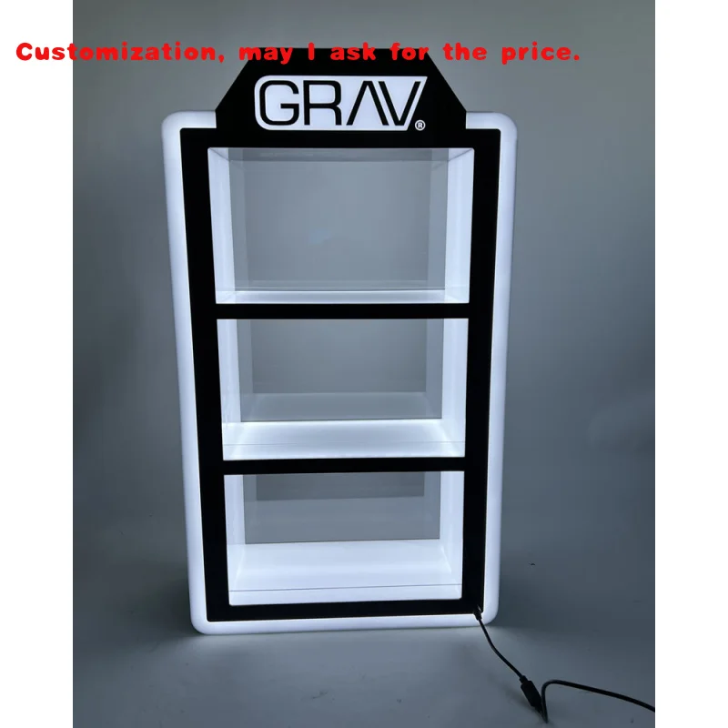 custom.Smoke Shop Counter Top LED Lighted Acrylic Display Smoking Accessories Display Cabinet Stand