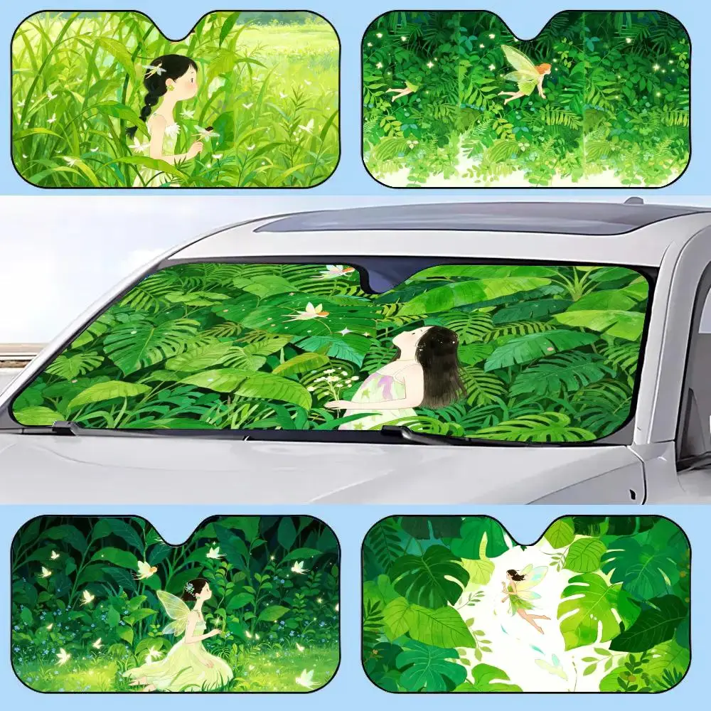 

Forest Elf Sun Visor Car Windshield Sunshade | Reusable Aluminum Foil UV Heat Insulation Sun Visor Cover