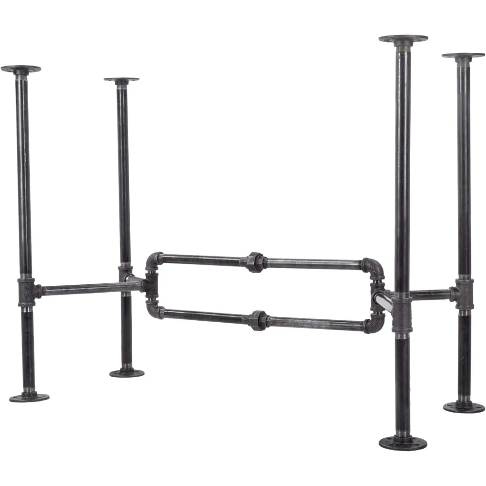 

Industrial Pipe Desk Leg Set, Modern Home Office Table Writing or Computer Base Kit, Dark Grey Black Rough Pipes, Rustic Vintage