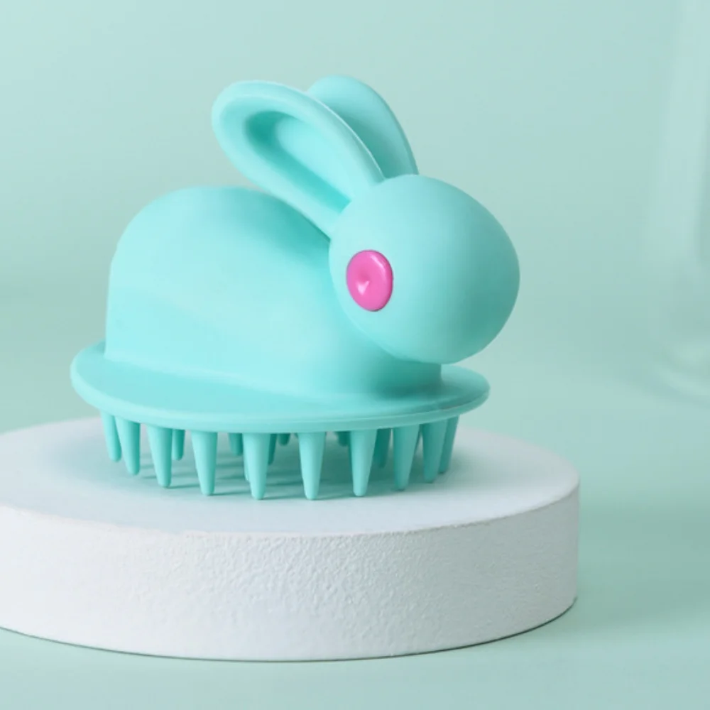 Rabbit Shape Shampoo Massage Brush Relieve Wet and Dry Use Hend Washing Comb Durable Head Spa Silicone Massage Comb Bathroom