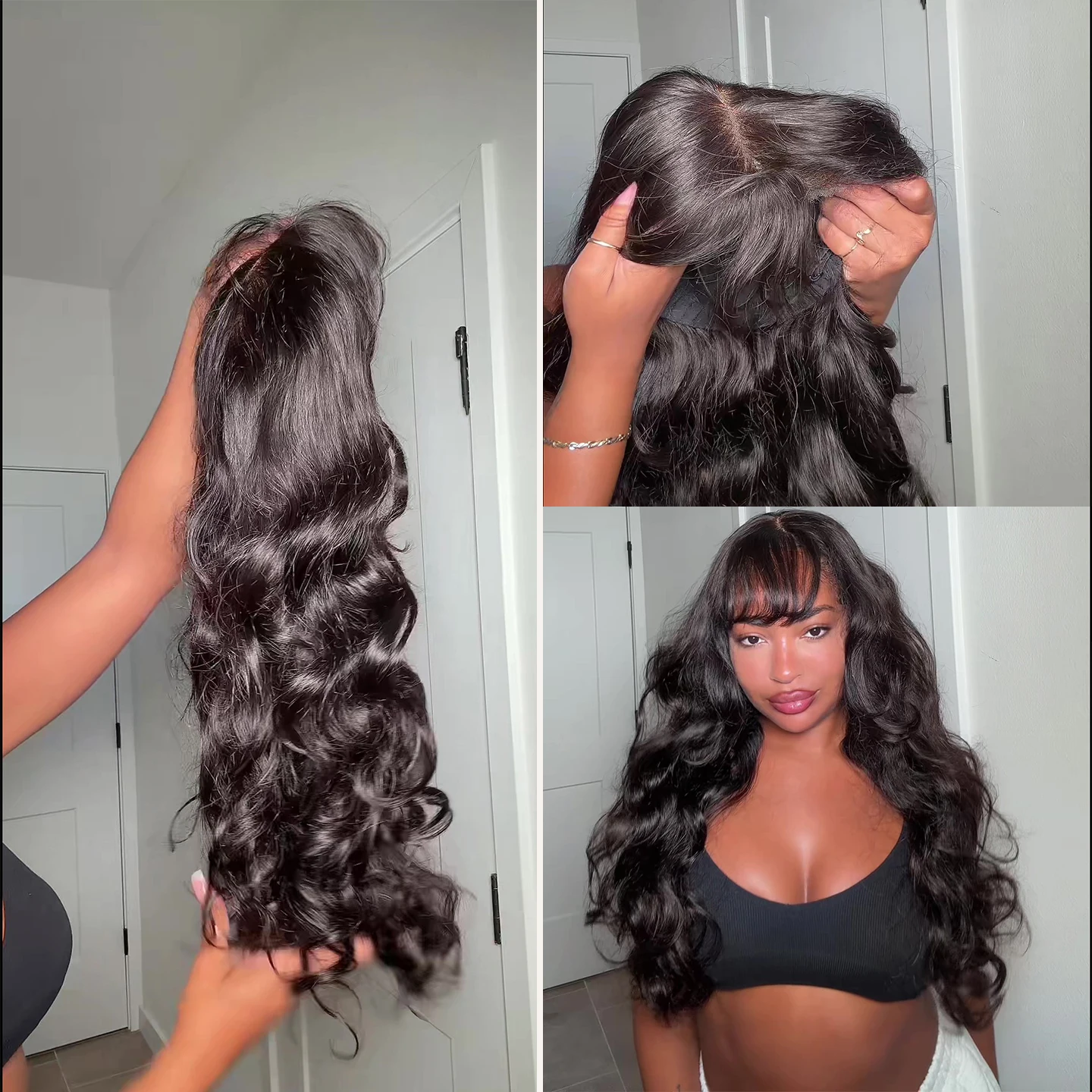 Wigs Human Hair Body Wave Wigs With Bangs 26inch Glueless Human Hair Wigs Natural Wave Bang Wigs for Women Beginner Friendly