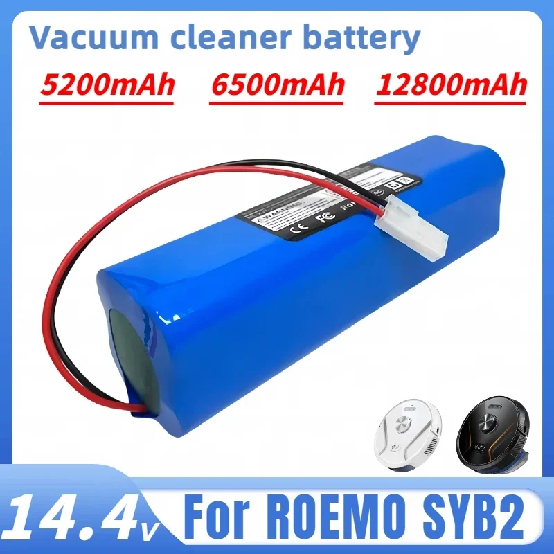 Hochdauer 12800 mAh 14,4 V Akku für ROEMO SYB2 Roboter-Staubsauger-Zubehör, austauschbarer Akku, Li-Ionen-Akku