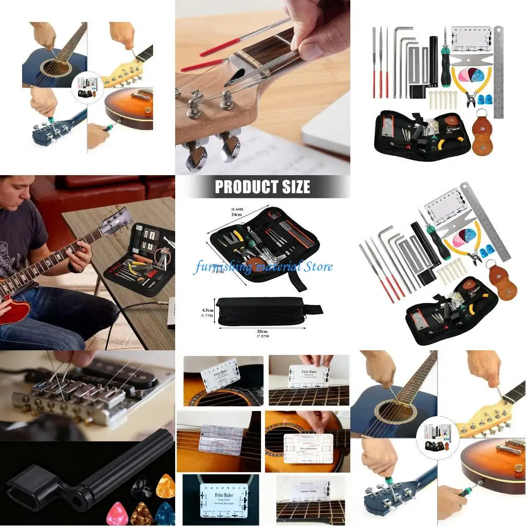 

Y5GD 28PCS Professional Electric Guitar Maintenance Tool Set for Changing Strings Adjustments Ukuleles Bass Banjos Repair