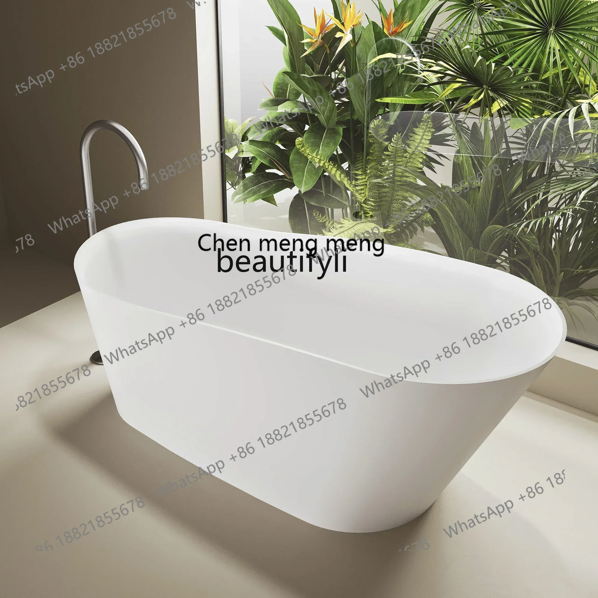 Q178 CC  PMPM polymer artificial stone freestanding bathtub hotel design integrated bathtub