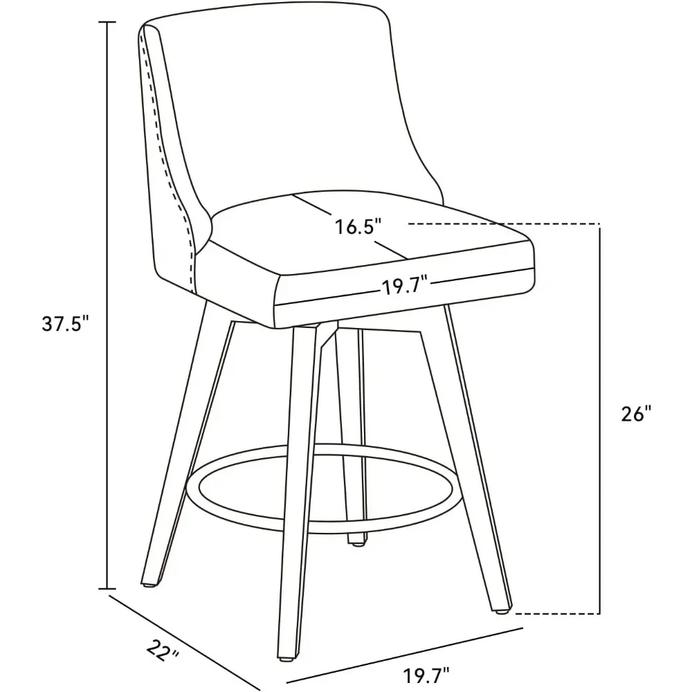 Counter-Bar Runway ols, 26 "H, Seat Recommend, Sted Comcussion Bar Runway ols, Back and Solid Wood Legs, Set of 2