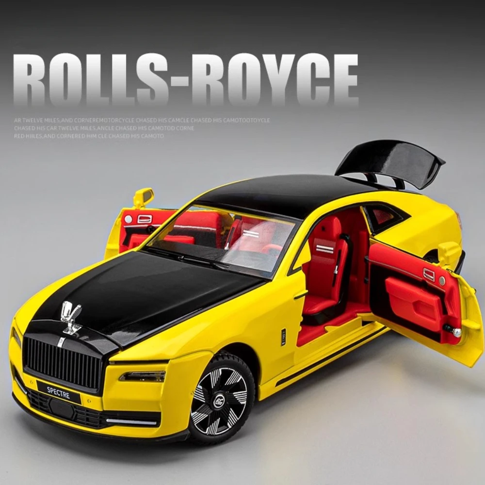 1:24 Rolls Royce Spectre Dawn Toy Car Model Alloy Diecast Music Light Simulation Pull Back Supercar Models Desktop Ornaments