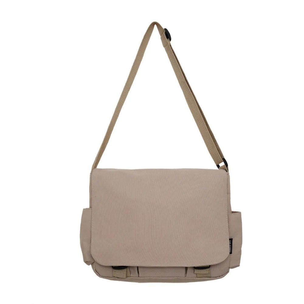 

Portable Black Solid Nylon Bag Large Capcity Solid Color Messenger Bag Multipockets Korean Style Simple Shoulder Bag Outdoor