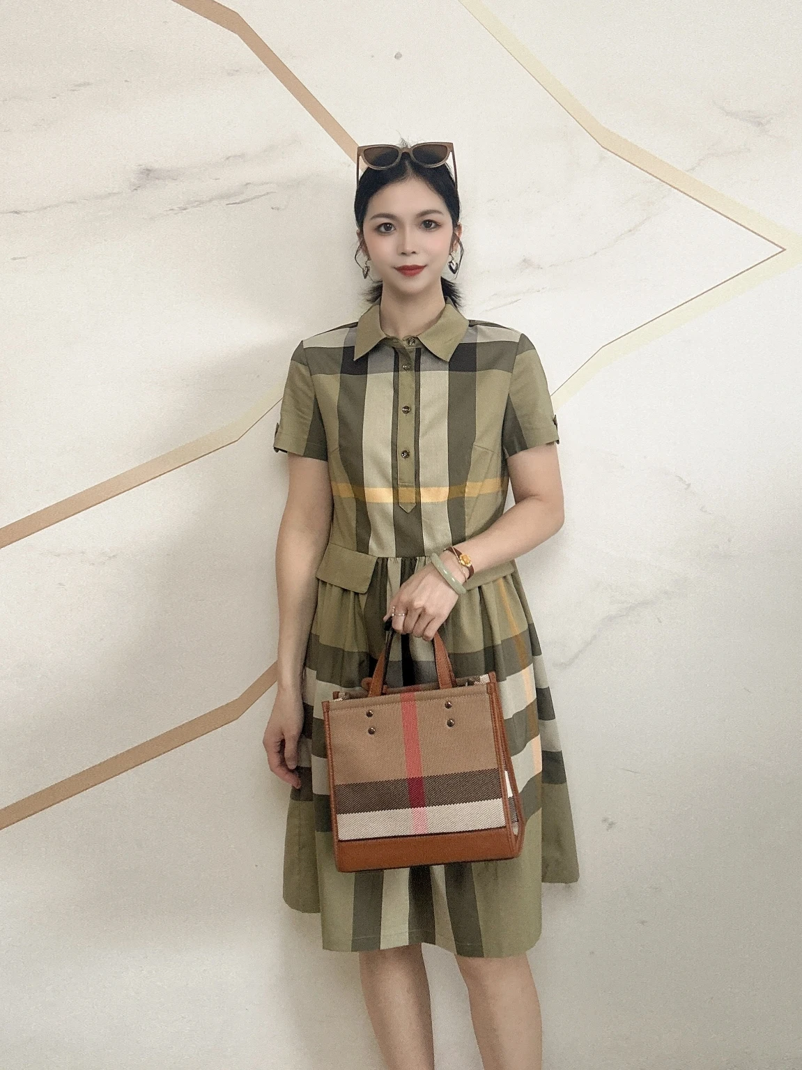 Verão novo feminino fino ajuste listrado gola irt casual versátil midi dr faionable ort sve dr para escritório