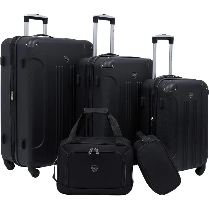 Travelers Club Chicago Hardside Expandable Spinner Luggages, Apple Butter, 5 Piece Set