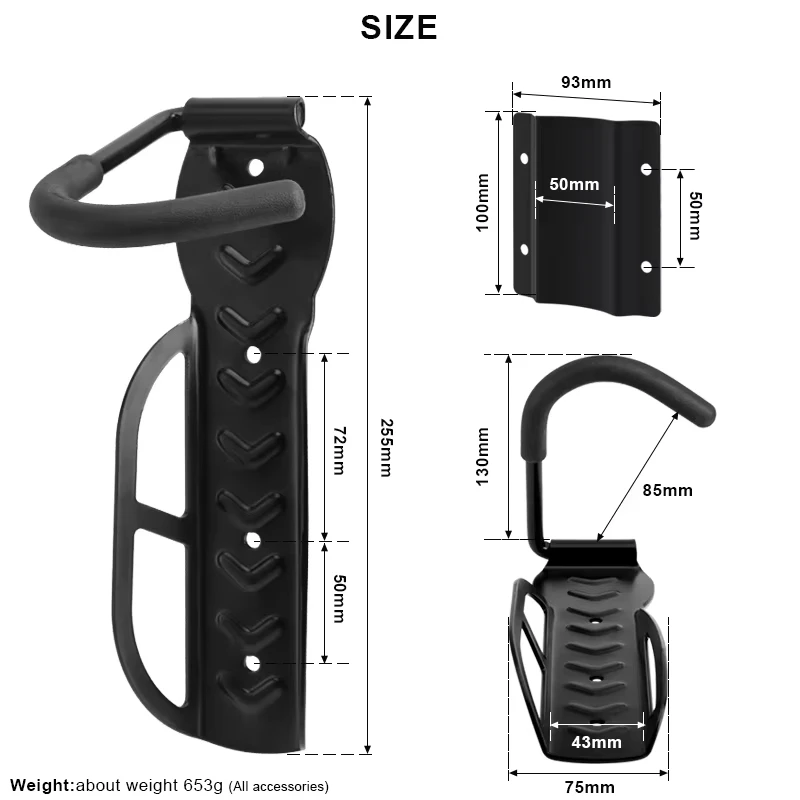 Wall Mounted Bike Rack MTB Storage Stand Hanging Hook Indoor Bicycle Storage Solution