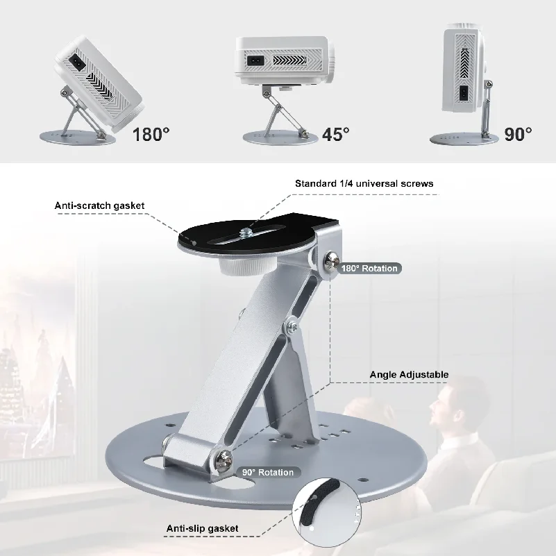3 in 1 Stand Universal 1/4 Inch Screw Interface Mini Projector Bracket Desktop Projector Holder Table Projector Wall Mount Stand