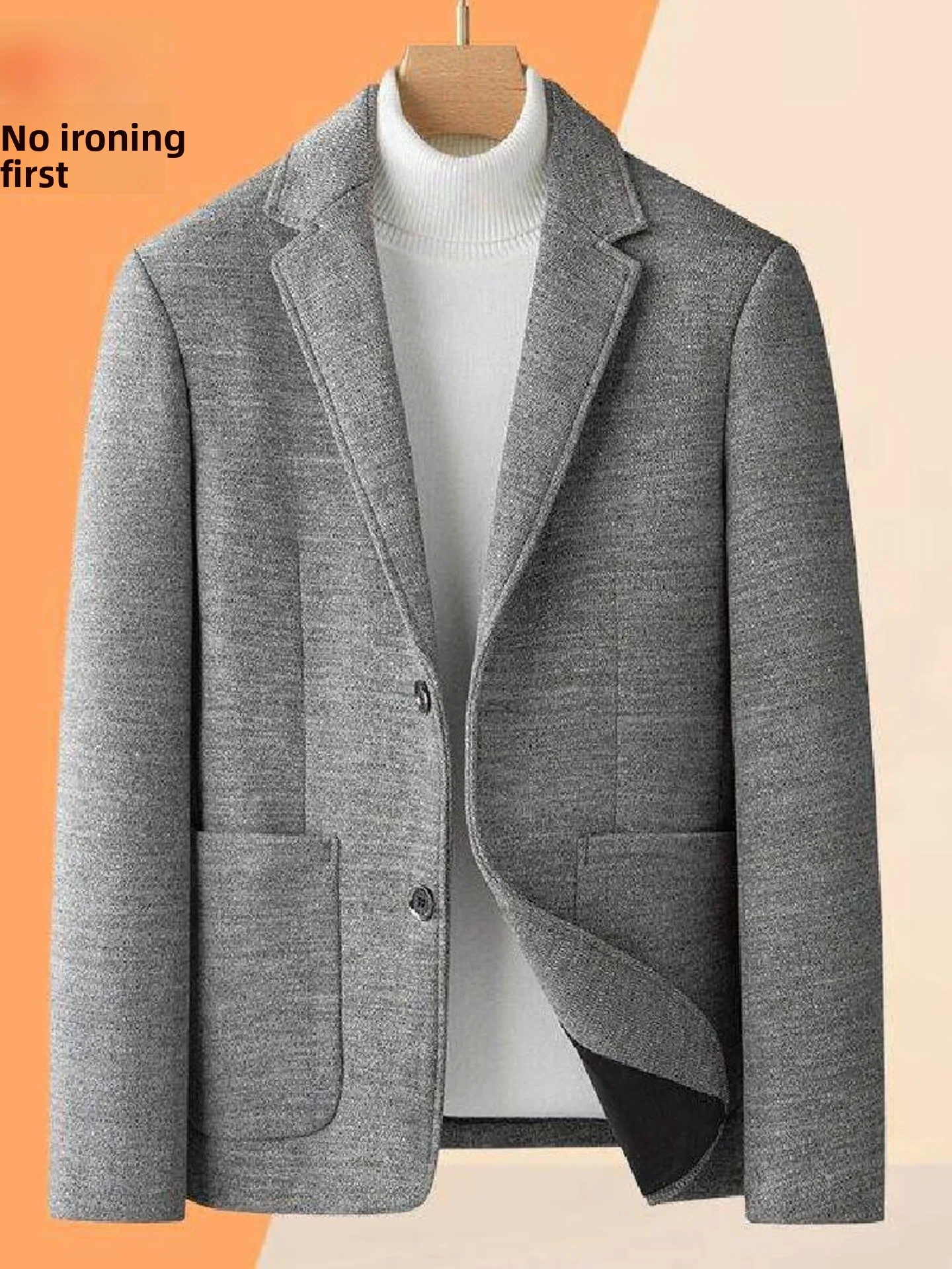 

Мужской шерстяной пиджак для среднего возраста, повседневный деловой стиль, высококачественная верхняя одежда для мужчин на весну-осень