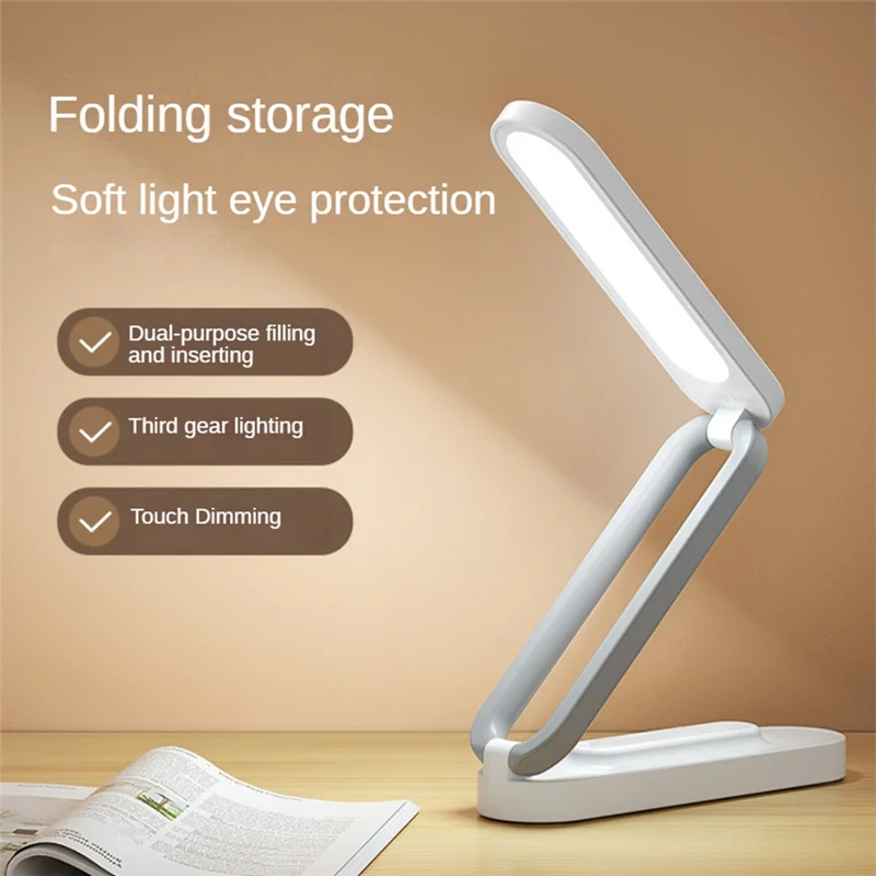 

ABNP LED Desk Lamp Rechargeable, Portable, Foldable With 3 Brightness Settings Small Desk Lamp- Ideal For Office & Home