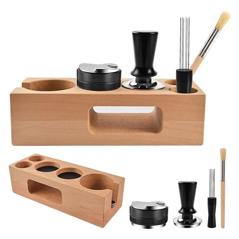 

5pcs/Set Espresso Tamping Station with Filling Support Needle, Espresso Tamper Mat Station Stand Tamping Mat Coffee Accessories