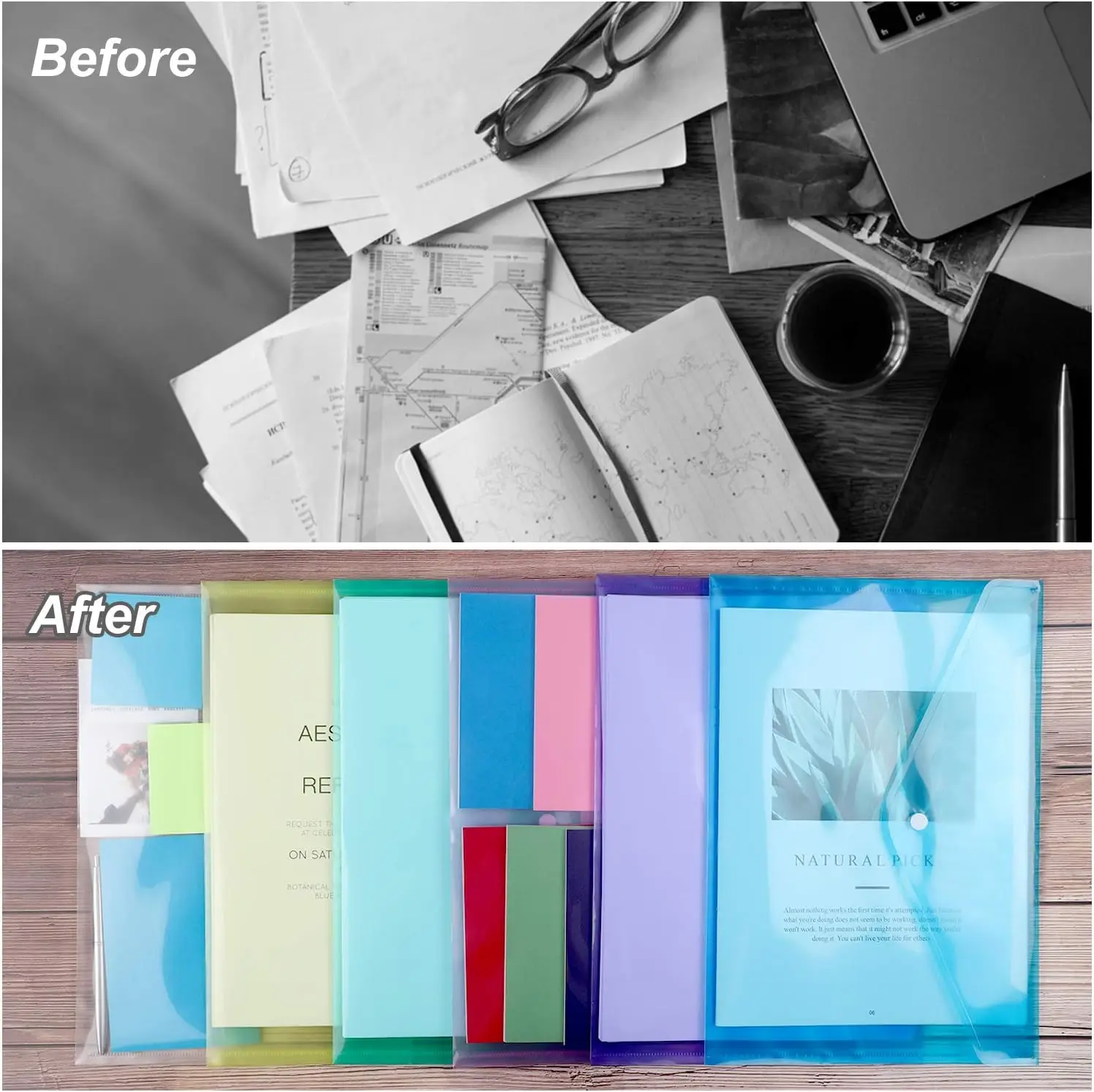 5pcs Thickened transparent file bag archive bag office supplies storage invoice and receipt folder