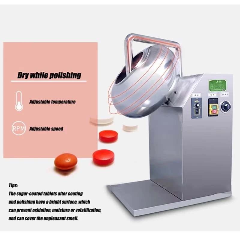 Small Benchtop Sugar Coating Pan, Practical Lab & Household Polishing Machine