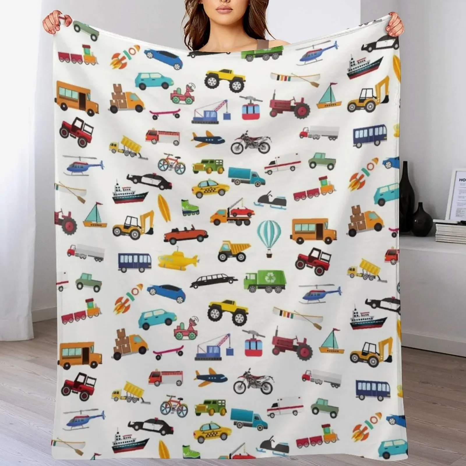 

Little Boy Things That Move Vehicle Transportation Collection Throw Blanket Giant Sofa Soft Beds Stuffeds bed plaid Blankets