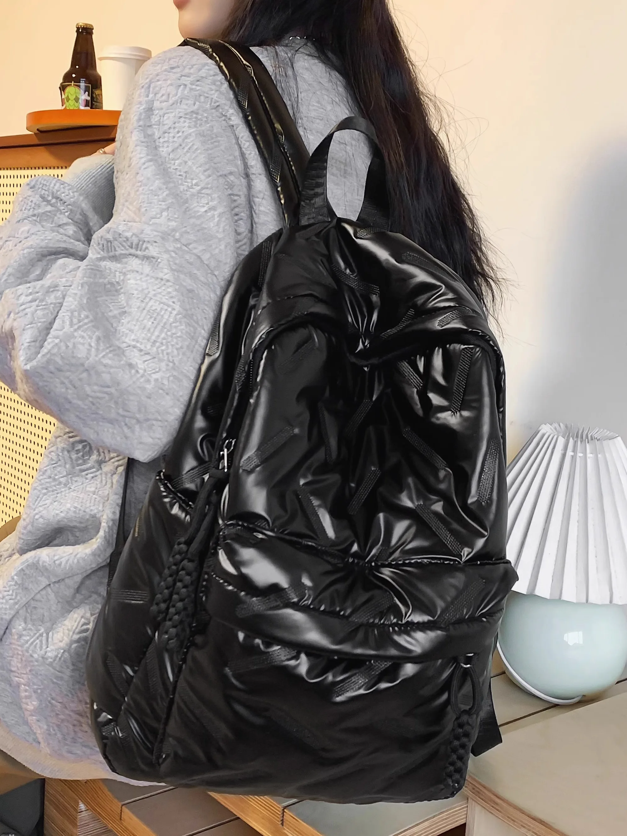 

Korean Sle Large Capaci down Bapa Casual Commuter Bag for Students Travel Bag Soft Handle Polyester Zipper Clo...