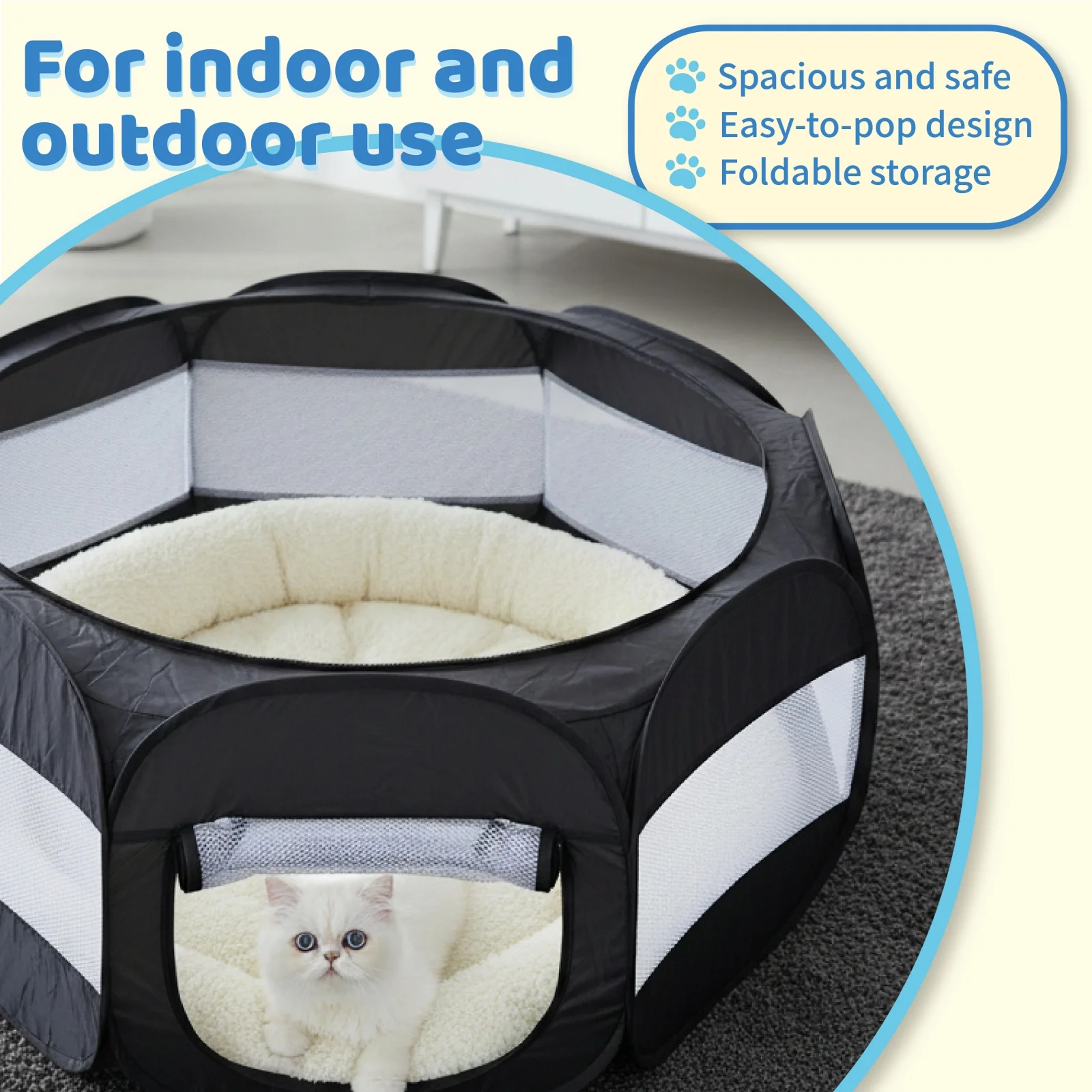 

Foldable Portable Small Animal Playpen with Cover Indoor/Outdoor Enclosure for Chicks Puppies Kittens & Other Small Pets