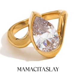 MamacitaSlay Classic Minimalist Sparking Clear Zircon Rings 202 5New Trend Women's 316L Stainless Steel Jewelry Accessories Gift