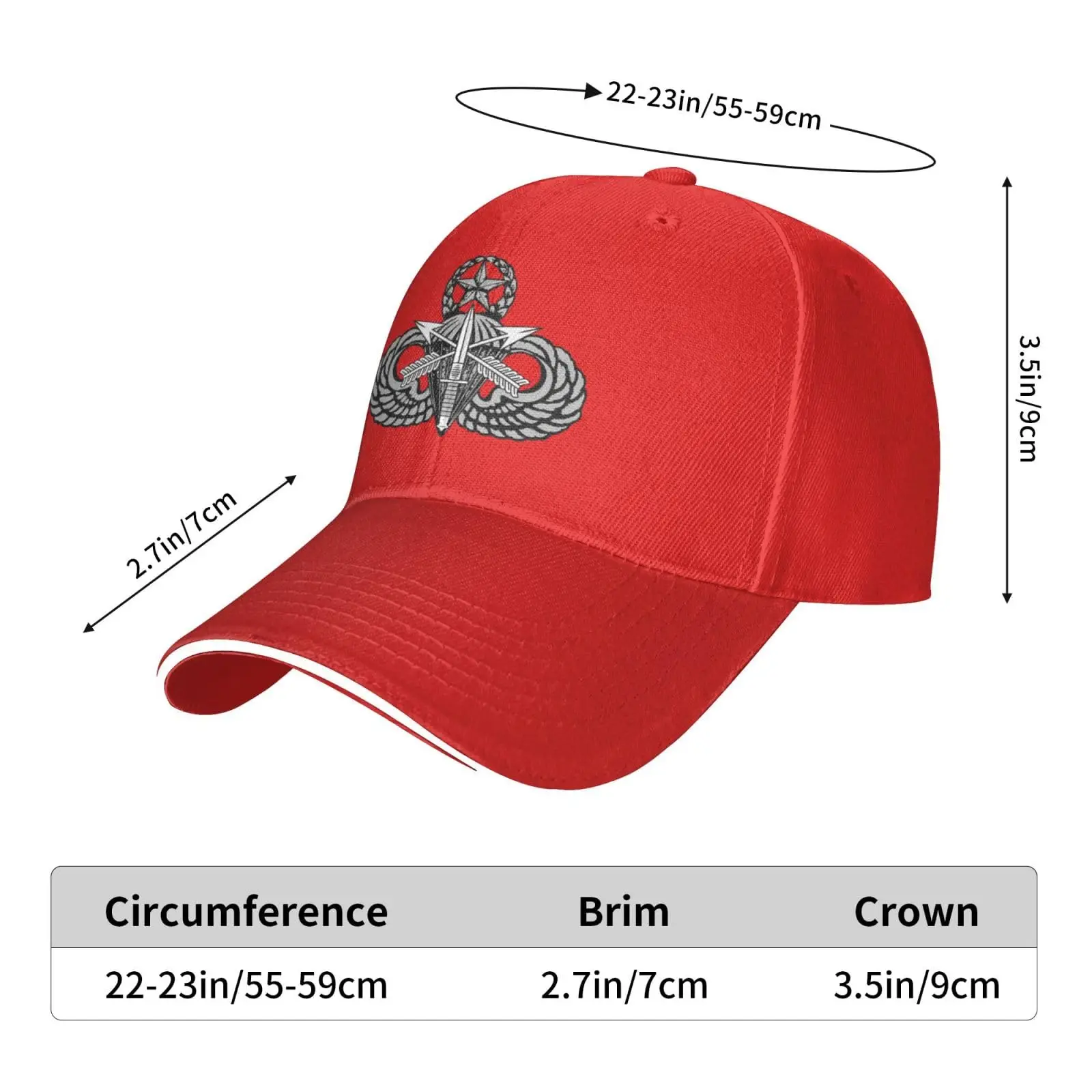 Prototipo de las fuerzas especiales, insignia de maestro paracaidista, gorras de béisbol Unisex, gorras de sándwich, sombrero de papá, sombrero informal rojo